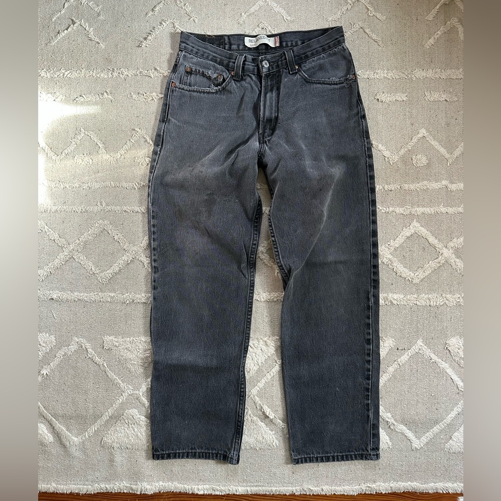 Vintage Levi's 550 Straight Wide Jeans in Washed Faded Black